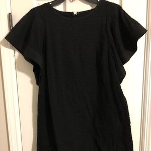J Crew Black Swiss Dot Ruffle sleeve dress.
